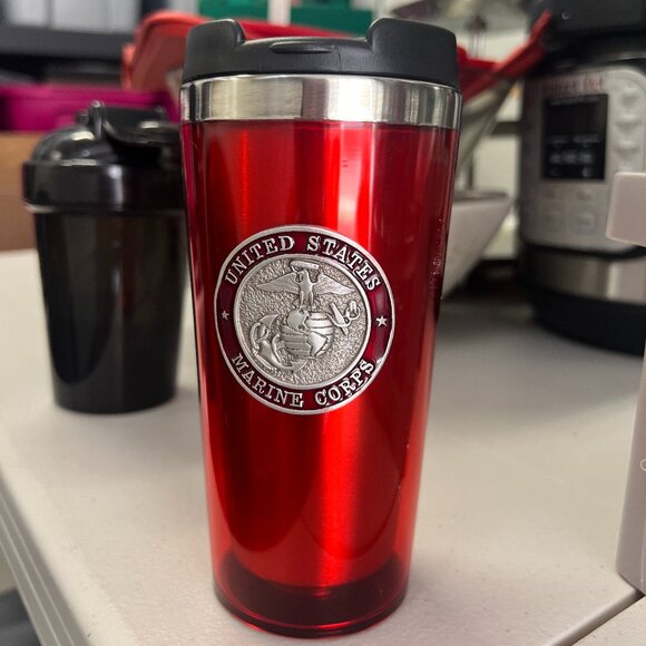 Seal Tumbler Travel Mug Red United States Marine Corps Dishwasher Safe with Lid - Picture 1 of 4